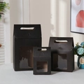 Three black gift bags with transparent windows in small, medium, and large sizes - Black with Window and Flip Cover