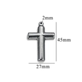Silver stainless steel cross pendant 45mm x 27mm with 2mm hanging hole size - Style 13