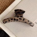 Large tortoiseshell hair claw clip in coffee leopard print for thick hair styling - Light Leopard Hanger Shape