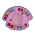 Mental Health Matters enamel brooch pin with purple background and pink brain design - Purple Brain-Mental Health Matters