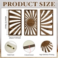 Detail view of 3-piece floral geometric wood wall art showing mounting hooks and 0.5cm thickness - Radial Sun Style (Y24Y51207_Q) / Three-Piece Set