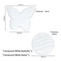 Schmetterling Silikonform Set für Harz-Untersetzer mit transparentem weißem Aufsteller - 1 Schmetterlings-Untersetzer + 1 Halterung