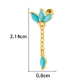 Gold flower cartilage earring with turquoise stone and tassel chain detail - Gold Blue