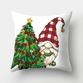Christmas pillowcase featuring a gnome with red plaid hat next to a decorated tree - Christmas Gnome with Tree