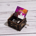 Halloween hand-cranked wooden music box with ghost and pumpkin engraving design - Hand-cranked Halloween A