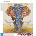 5D DIY diamond painting kit featuring a colorful elephant design 40x40cm size LY5016 - LY5016 Colorful Elephant
