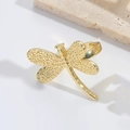 Anello a libellula vintage francese in metallo dorato lucido con ali testurizzate - Libellula / Oro