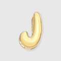 3D bubble-style golden letter J pendant with a glossy metallic finish for jewelry - Letter J / 14K Gold