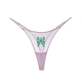 Perizoma in mesh lavanda con ricamo a farfalla verde e spalline sottili regolabili - L/XL / Farfalla Verde Rosa