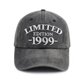 Washed cotton baseball cap with Limited Edition 1999 white embroidery in dark grey - Adjustable / 1999 Style (Carbon Grey)