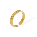 Detail of a golden adjustable open ring with intricate woven wheat-pattern texture - Gold Diagonal Texture Open Ring