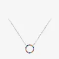 S925 sterling silver necklace with a round pendant featuring rainbow zircon stones - 925 Silver / 925 Sterling Silver