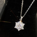 Macro shot of snowflake pendant with sparkling zircons in a black velvet jewelry box - Sunflower Necklace Xl-4