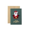 Dark green 3D felt Santa Claus Christmas card with gold foil lettering and brown envelope - Green - Santa Claus