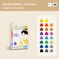 Set of 24 colors acrylic paint markers for kids in a portable clear storage case - 24 Colors