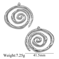 Pendente a spirale in metallo argento lucido con trama martellata, peso 7,25g e 41,5mm - Ciondolo a Spirale a Foro Singolo Colore Acciaio