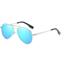 Classic silver aviator sunglasses featuring stylish blue mirrored lenses and metal frame - Silver Frame Blue Mirrored Lens