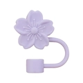 Purple cherry blossom silicone straw cover for 10mm straws on white background - Peach Blossom Purple