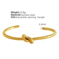 Minimalist gold-plated stainless steel knot cuff bracelet with adjustable open design - SZ45 Thick Knot / Gold Thick