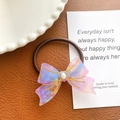 Elegante elastico per capelli in acetato con fiocco marmorizzato rosa blu e perla - Scrunchie con Fiocco / Rosa Viola Floreale - Elastico
