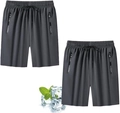 Men's dark grey quick-dry running shorts with zipper pockets and drawstring waist - M / Grey And Grey