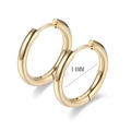 Polished 14mm gold titanium steel hoop earrings with minimalist circular design - 14mm / Gold