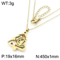 Collana con ciondolo a forma di albero di Natale dorato con gemme rosse e verdi - Collana Albero di Natale Oro (KN290895-GC)