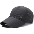 Dark grey breathable baseball cap with laser-perforated holes for quick-dry comfort - Adjustable / Dark Gray