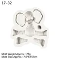 Cartoon elephant silicone fondant mold for cake decorating, size 7.6x8.5x2cm - Elephant / Gray