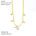 Close-up of 18K gold plated snake chain with five cubic zirconia cross pendants - Rhinestone Cross Style (SN693G)