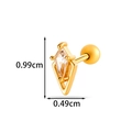 Goldener Herz-Piercing-Ohrring mit klarem Rauten-Zirkonia für den Knorpel - Raute-Stil(2605-1#) / Gold