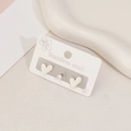 Silver stainless steel heart stud earrings and clear round claw-set crystal stud set - Heart Style / Steel