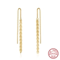 925 sterling silver long tassel drop earrings with gold finish and teardrop pendants - Gold