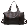 Bolsa de viaje grande en cuero PU marrón oscuro con asas dobles y correa de hombro ajustable - Marrón Oscuro