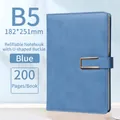 Blue B5 business notebook with U-shaped gold buckle and 200 pages, 182x251mm size - B5 Blue Metal Buckle