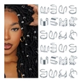 Minimalist silver metal U-shaped hair rings and cuffs for braided hairstyles decoration - Silver