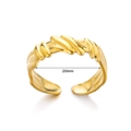 Irregular geometric stainless steel open ring in gold finish with 20mm inner diameter - Adjustable Open / Twisted Texture (JZ6168)