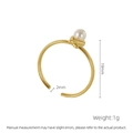 Verstellbarer 18K vergoldeter Edelstahlring mit weißer Perle, 19mm Außendurchmesser - Einheitsgröße (Verstellbar) / Perlen-Stil / Gold