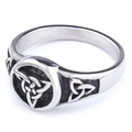 Anello vichingo vintage con nodo celtico triquetra in acciaio inossidabile invecchiato - US 7 / Stile Nodo Celtico (15305)