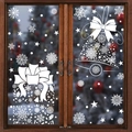 Stickers de fenêtre de Noël blancs avec cloches, flocons de neige et boîtes cadeaux - Lot de 2 BQ477+478