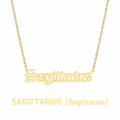 Detailed view of Sagittarius zodiac necklace in gold finish on a white background - Sagittarius (Gold)
