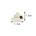 Golden hat pendant with white enamel and a black flower, DIY charm 1.7x1.2cm size - White Hat (1.7CM×1.2CM)