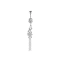 Silver infinity belly ring with zircon flower and chain tassels in stainless steel - XY-6 Infinity Tassel