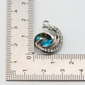Silver moon charm pendant with blue galaxy glass gem and white crystals for DIY jewelry - Style 17-Nebula Moon