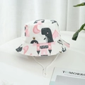 Toddler sun hat with dinosaur and castle prints featuring white adjustable chin strap - Pink-Princess Castle