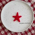 Mini red wool felt star ornament 6.5cm for DIY Christmas tree bouquet decoration - The Star-Red