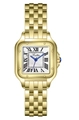 Elegante goldene quadratische Quarzuhr mit römischen Ziffern und Metallarmband für Damen - Gold Weiß (Perlmutt)