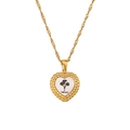 Collana a cuore in oro 18K con ciondolo a fiore della nascita di febbraio - Oro-Febbraio