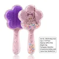 Pink transparent floral detangling hairbrush with cute cartoon girl and Eiffel Tower print - Flower Shape Purple Eiffel Tower