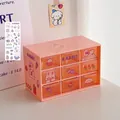 Roze bureau-organizer met 9 rasters, konijnstickers en transparante laden voor kids - 9 Grids / Lichtroze Doos (6#) Willekeurige Stickers